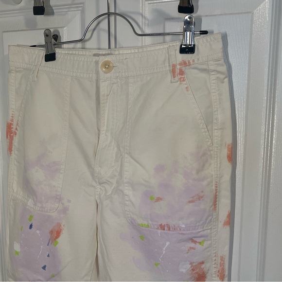 J.Crew White Paint Splatter Straight Leg Pants Size 28 Artistic Custom - Picture 2 of 7